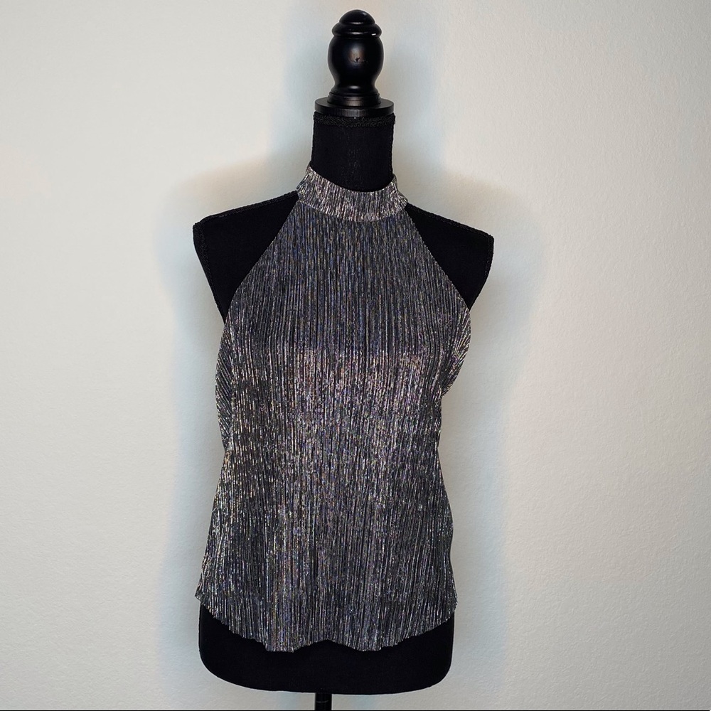 Metallic Halter Party Blouse
